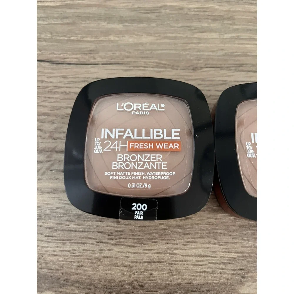 Lot Of 2 L'Oreal Paris Infallible 24H Fresh Wear Bronzer 200 Fair Waterproof New